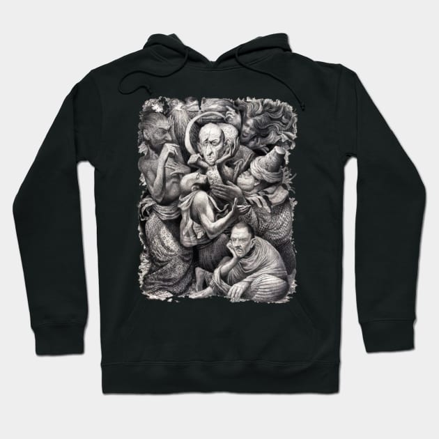 Job and His Friends by Oliver Grimley Hoodie by O GRIMLEY